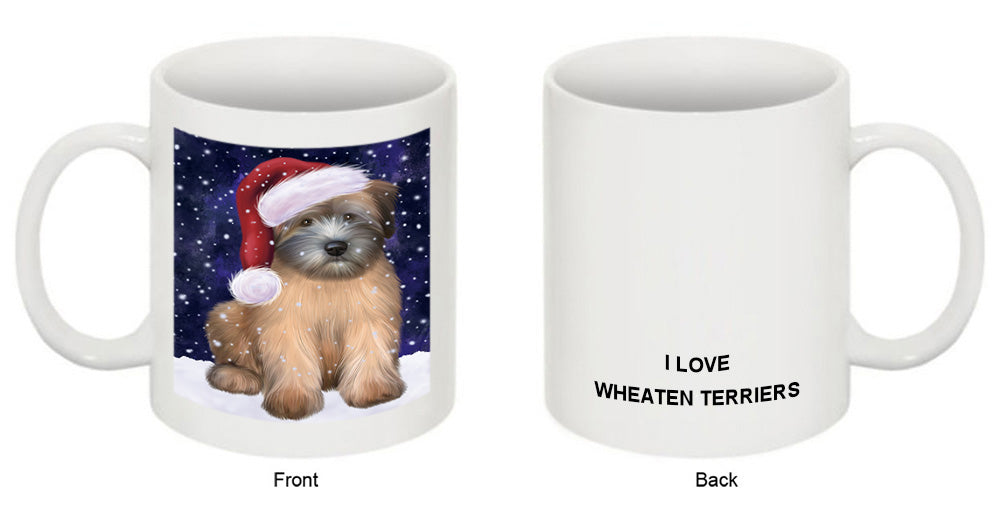 Let it Snow Christmas Holiday Wheaten Terrier Dog Wearing Santa Hat Coffee Mug MUG49731
