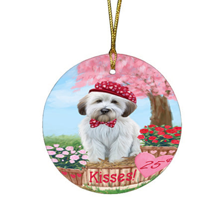 Rosie 25 Cent Kisses Wheaten Terrier Dog Round Flat Christmas Ornament RFPOR56623