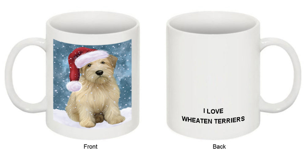 Let it Snow Christmas Holiday Wheaten Terrier Dog Wearing Santa Hat Coffee Mug MUG49732