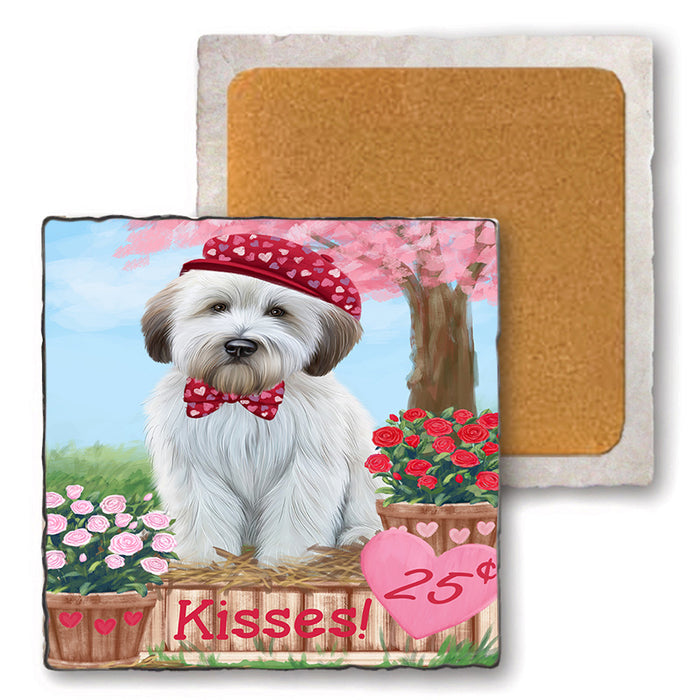 Rosie 25 Cent Kisses Wheaten Terrier Dog Set of 4 Natural Stone Marble Tile Coasters MCST51267
