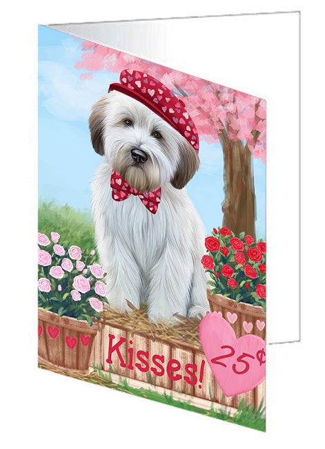 Rosie 25 Cent Kisses Wheaten Terrier Dog Handmade Artwork Assorted Pets Greeting Cards and Note Cards with Envelopes for All Occasions and Holiday Seasons GCD73316