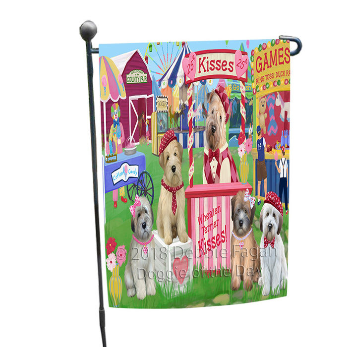 Carnival Kissing Booth Wheaten Terriers Dog Garden Flag GFLG56598