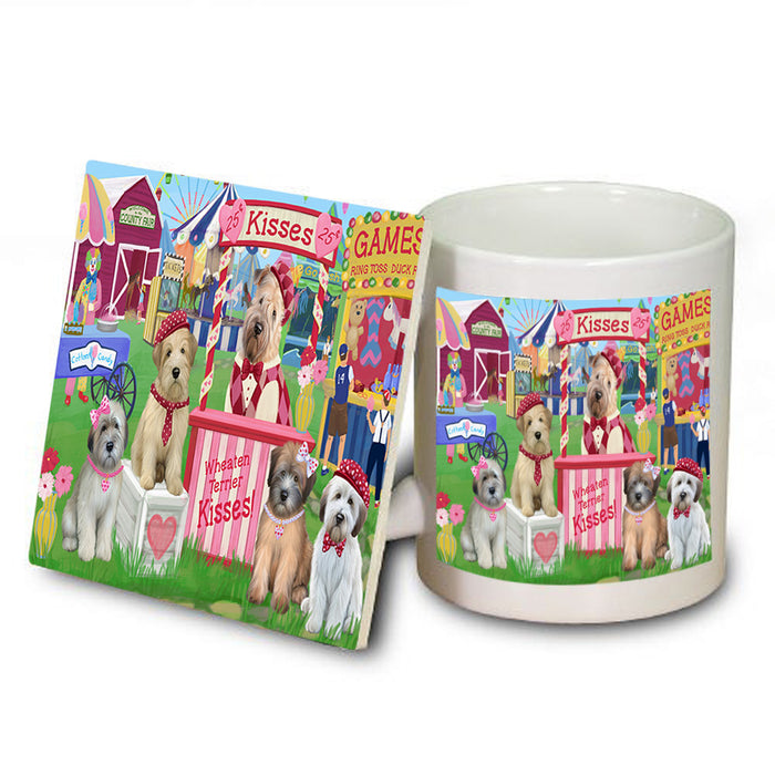 Carnival Kissing Booth Wheaten Terriers Dog Mug and Coaster Set MUC56042
