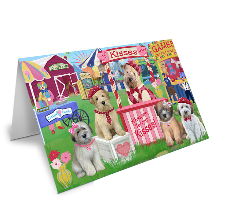 Carnival Kissing Booth Wheaten Terriers Dog Handmade Artwork Assorted Pets Greeting Cards and Note Cards with Envelopes for All Occasions and Holiday Seasons GCD72665