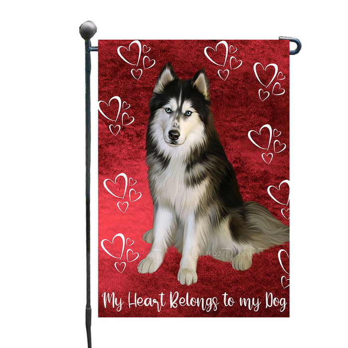 White heart Valentine Siberian Husky Dogs Garden Flags - Outdoor Double Sided Garden Yard Porch Lawn Spring Decorative Vertical Home Flags 12 1/2"w x 18"h