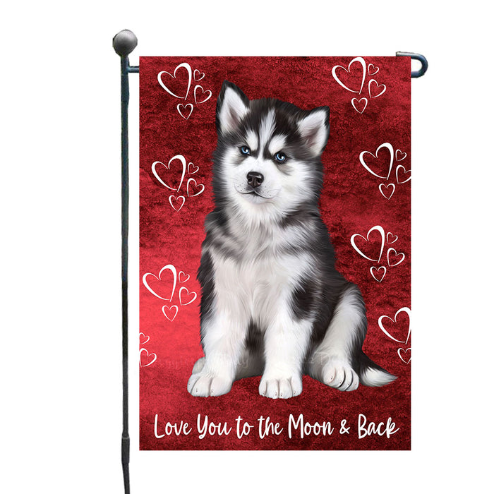 White heart Valentine Siberian Husky Dogs Garden Flags - Outdoor Double Sided Garden Yard Porch Lawn Spring Decorative Vertical Home Flags 12 1/2"w x 18"h