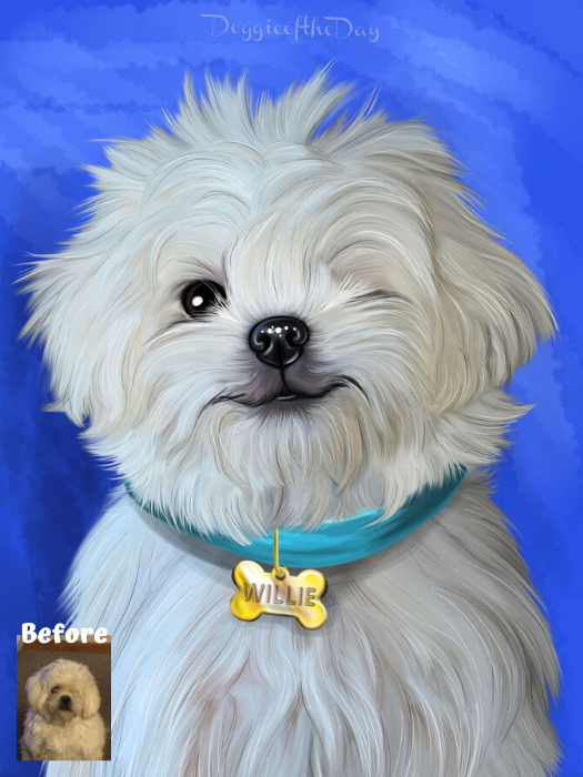 Digital Painting PERSONALIZED Caricature PET PORTRAIT! Custom Pet Dog or Cat Art