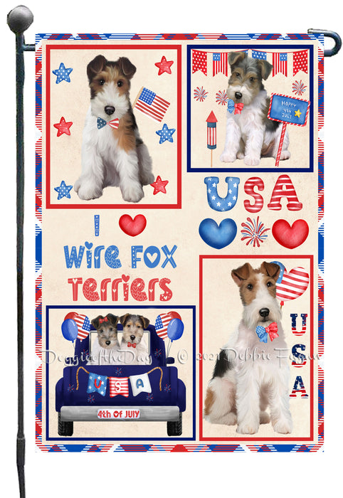 4th of July Independence Day I Love USA Wire Fox Terrier Dogs Garden Flag GFLG66956