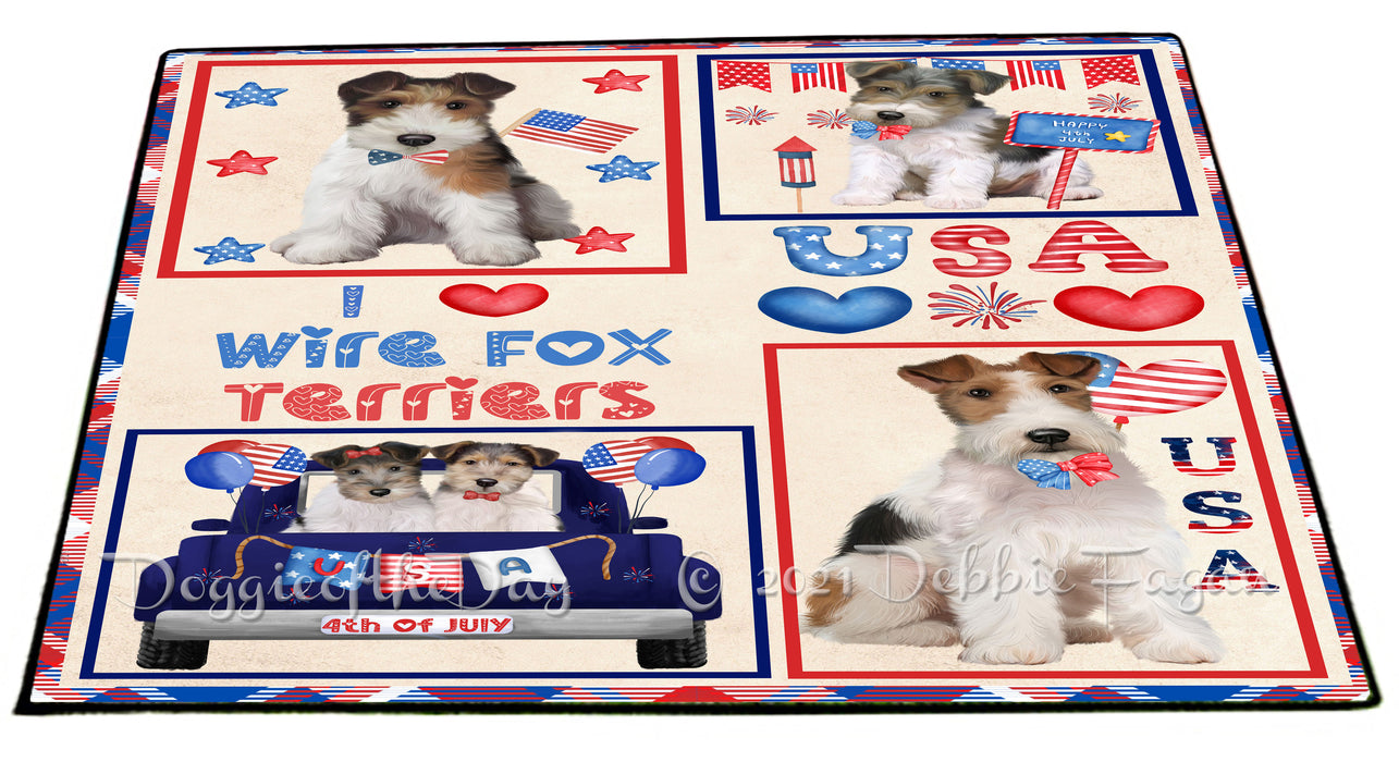 4th of July Independence Day I Love USA Wire Fox Terrier Dogs Floormat FLMS56374 Floormat FLMS56374