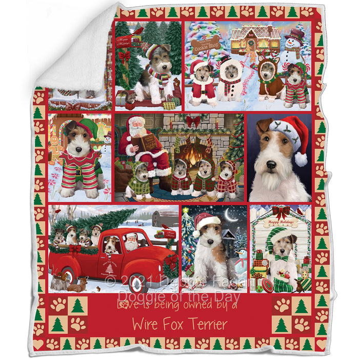Love is Being Owned Christmas Wire Fox Terrier Dogs Blanket BLNKT143511