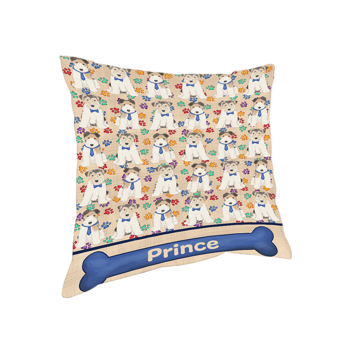 Rainbow Paw Print Wire Fox Terrier Dogs Pillow PIL84492