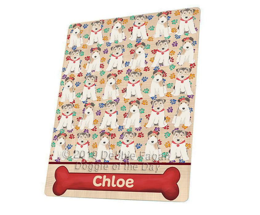 Rainbow Paw Print Wire Fox Terrier Dogs Blanket BLNKT136713