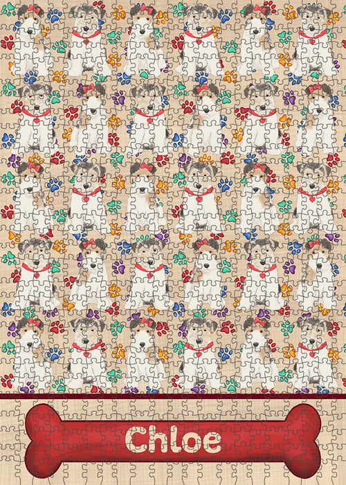 Rainbow Paw Print Wire Fox Terrier Dogs Puzzle  PUZL98112