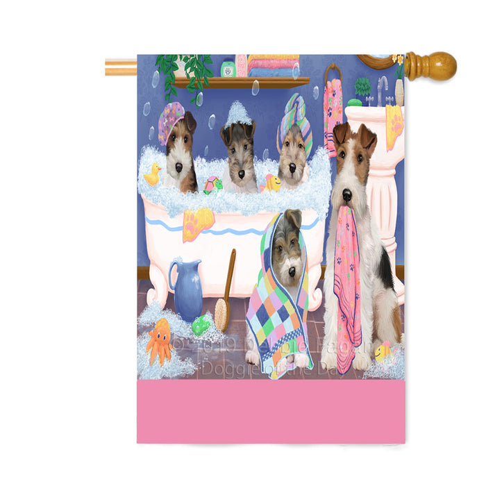 Personalized Rub A Dub Dogs In A Tub Wire Fox Terrier Dogs Custom House Flag FLG64388