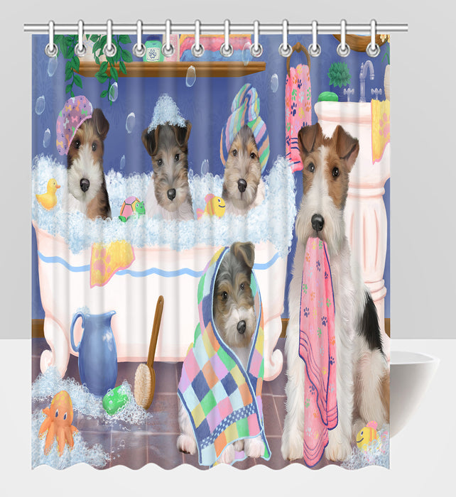 Rub A Dub Dogs In A Tub Wire Fox Terrier Dogs Shower Curtain