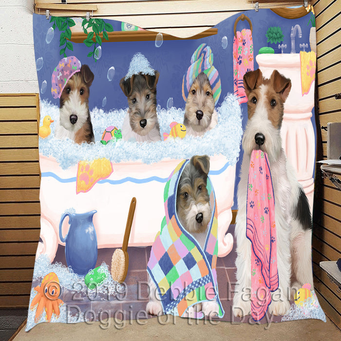 Rub A Dub Dogs In A Tub Wire Fox Terrier Dogs Quilt