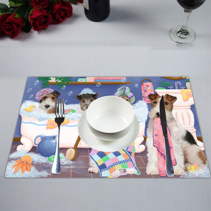 Rub A Dub Dogs In A Tub Wire Fox Terrier Dogs Placemat