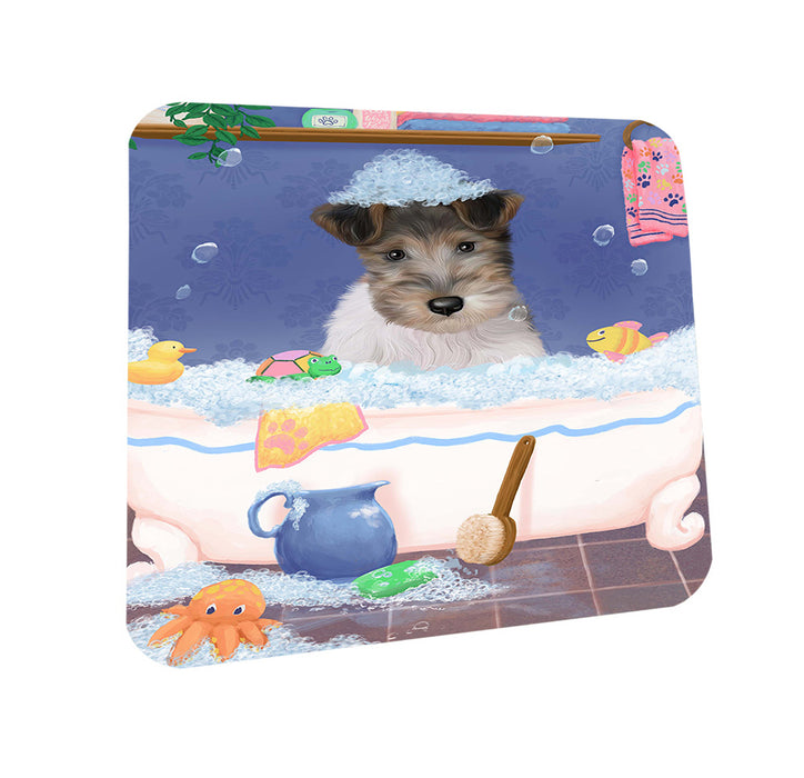 Rub A Dub Dog In A Tub Wire Fox Terrier Dog Coasters Set of 4 CST57436