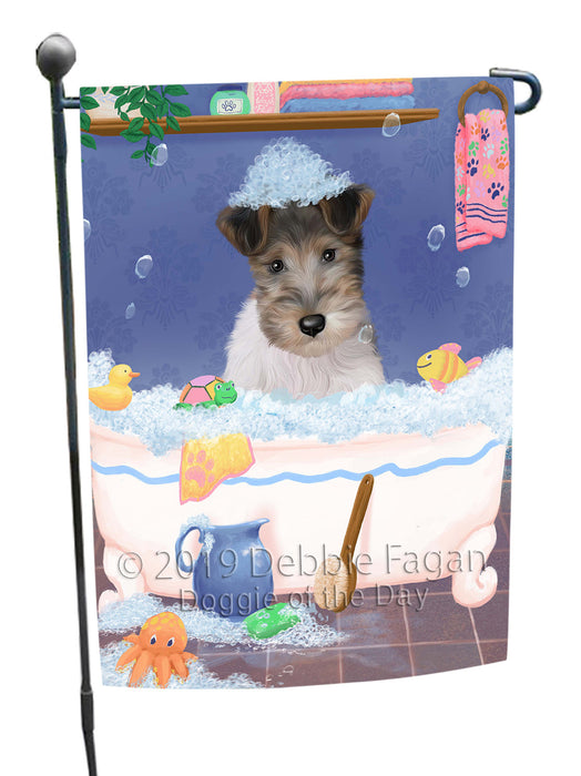 Rub A Dub Dog In A Tub Wire Fox Terrier Dog Garden Flag GFLG66334