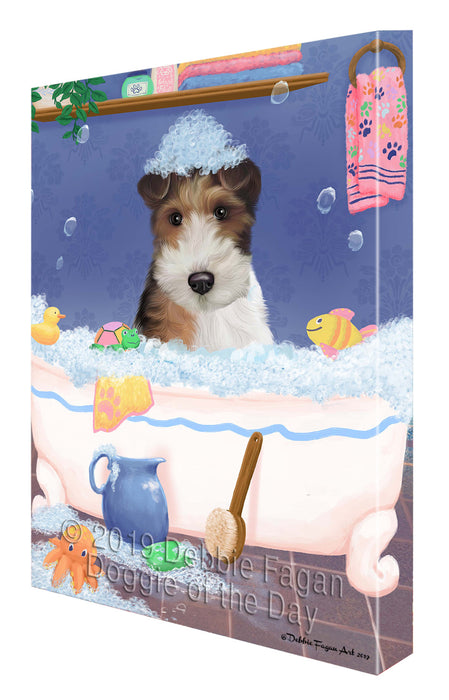 Rub A Dub Dog In A Tub Wire Fox Terrier Dog Canvas Print Wall Art Décor CVS143801