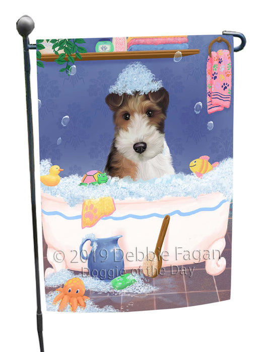 Rub A Dub Dog In A Tub Wire Fox Terrier Dog Garden Flag GFLG66333