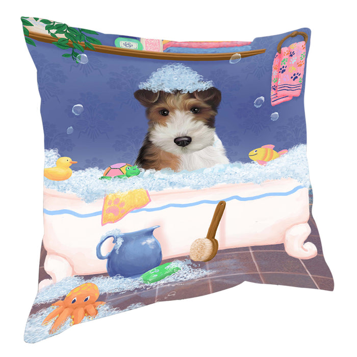 Rub A Dub Dog In A Tub Wire Fox Terrier Dog Pillow with Top Quality High-Resolution Images - Ultra Soft Pet Pillows for Sleeping - Reversible & Comfort - Ideal Gift for Dog Lover - Cushion for Sofa Couch Bed - 100% Polyester, PILA90886