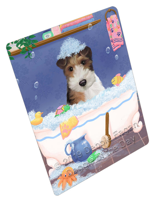 Rub A Dub Dog In A Tub Wire Fox Terrier Dog Cutting Board - For Kitchen - Scratch & Stain Resistant - Designed To Stay In Place - Easy To Clean By Hand - Perfect for Chopping Meats, Vegetables, CA81920