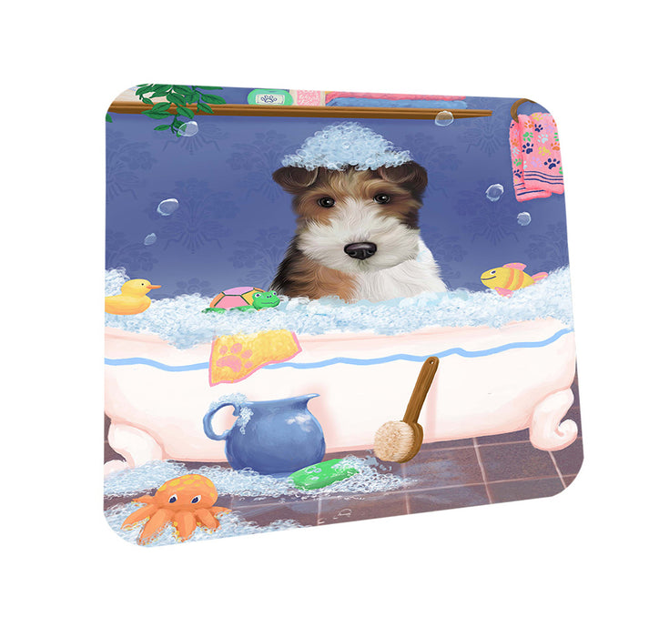Rub A Dub Dog In A Tub Wire Fox Terrier Dog Coasters Set of 4 CST57435