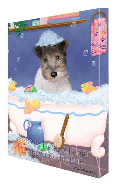 Rub A Dub Dog In A Tub Wire Fox Terrier Dog Canvas Print Wall Art Décor CVS143810
