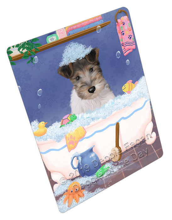 Rub A Dub Dog In A Tub Wire Fox Terrier Dog Cutting Board - For Kitchen - Scratch & Stain Resistant - Designed To Stay In Place - Easy To Clean By Hand - Perfect for Chopping Meats, Vegetables, CA81922