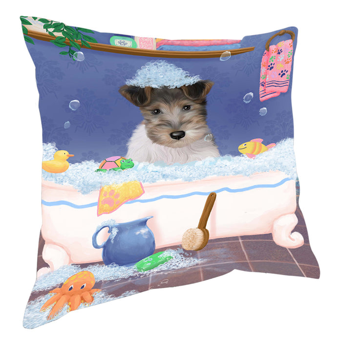 Rub A Dub Dog In A Tub Wire Fox Terrier Dog Pillow with Top Quality High-Resolution Images - Ultra Soft Pet Pillows for Sleeping - Reversible & Comfort - Ideal Gift for Dog Lover - Cushion for Sofa Couch Bed - 100% Polyester, PILA90889
