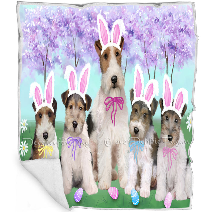 Easter Holiday Wire Fox Terriers Dog Blanket BLNKT132096