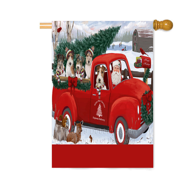 Personalized Christmas Santa Red Truck Express Delivery Wire Fox Terrier Dogs Custom House Flag FLG-DOTD-A57752