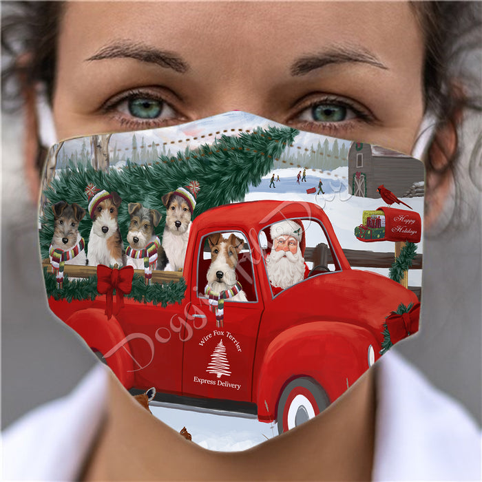 Christmas Santa Express Delivery Red Truck Wire Fox Terrier Dogs Face Mask FM48488