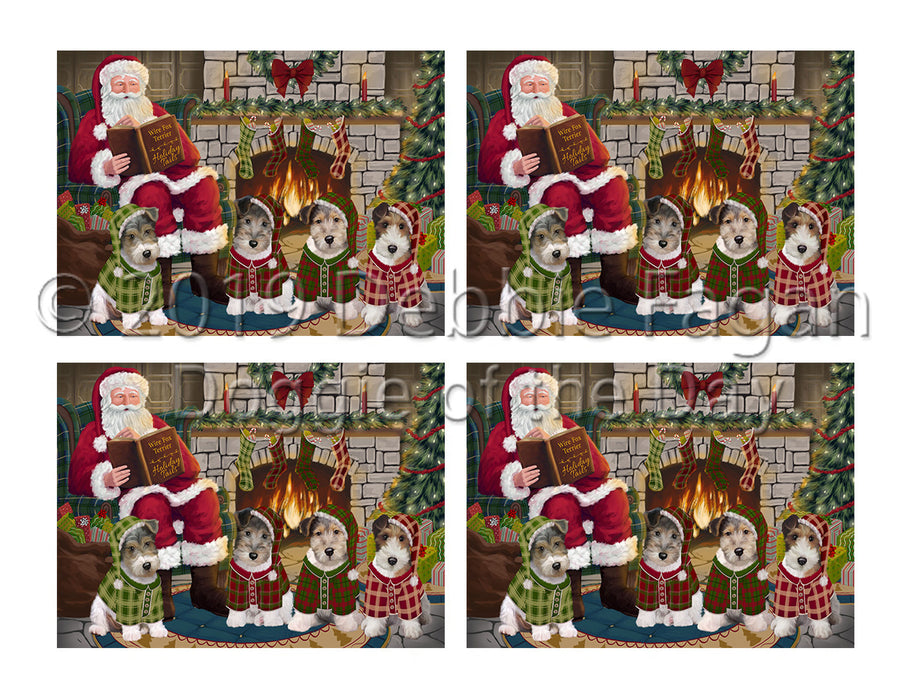 Christmas Cozy Holiday Fire Tails Wire Fox Terrier Dogs Placemat