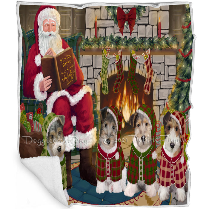 Christmas Cozy Holiday Tails Wire Fox Terriers Dog Blanket BLNKT118029