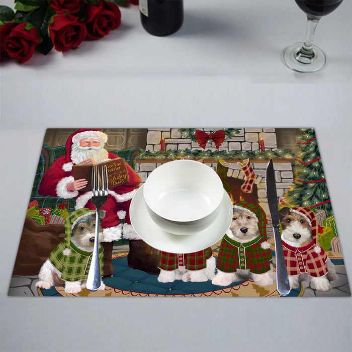 Christmas Cozy Holiday Fire Tails Wire Fox Terrier Dogs Placemat