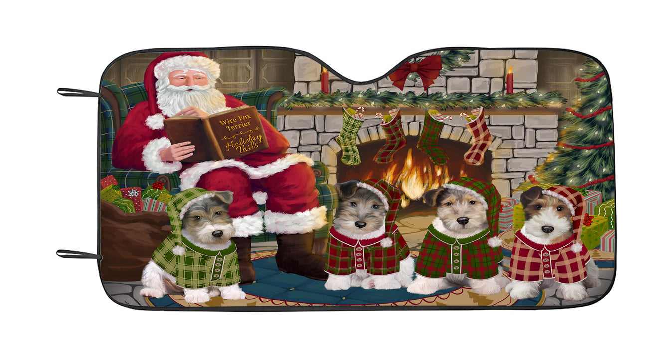 Christmas Cozy Holiday Fire Tails Wire Fox Terrier Dogs Car Sun Shade