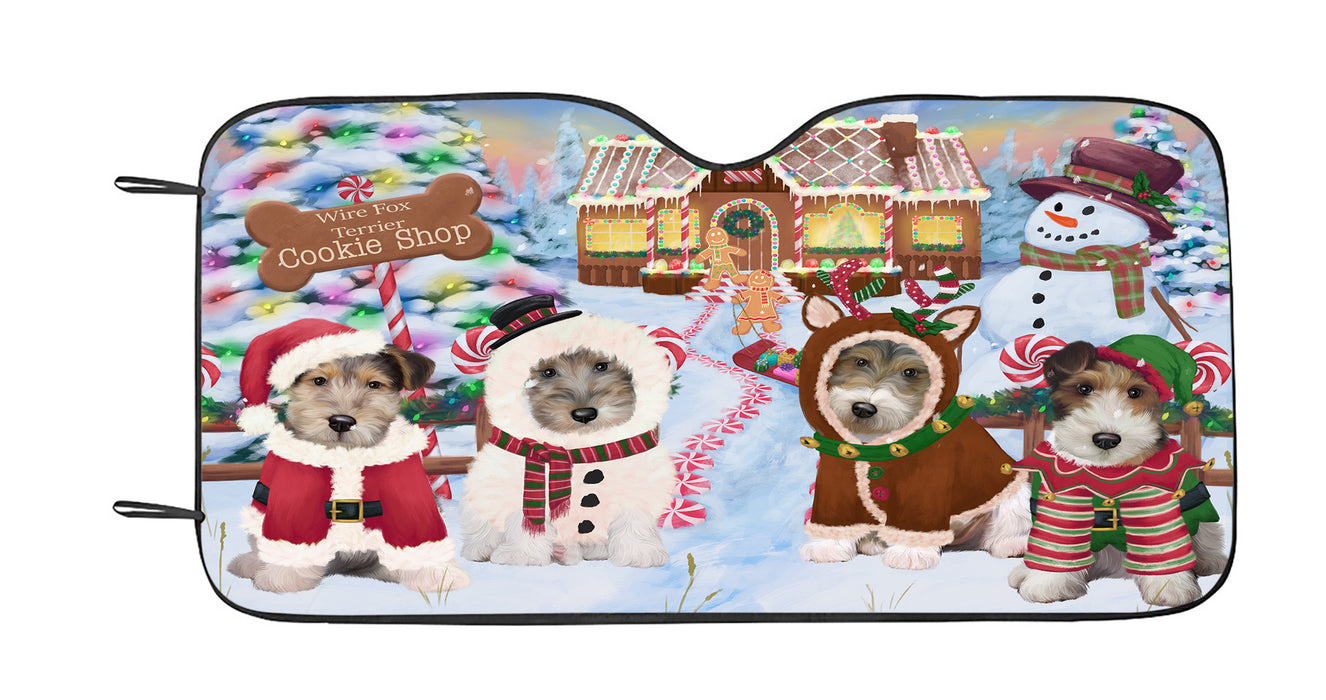 Holiday Gingerbread Cookie Wire Fox Terrier Dogs Car Sun Shade