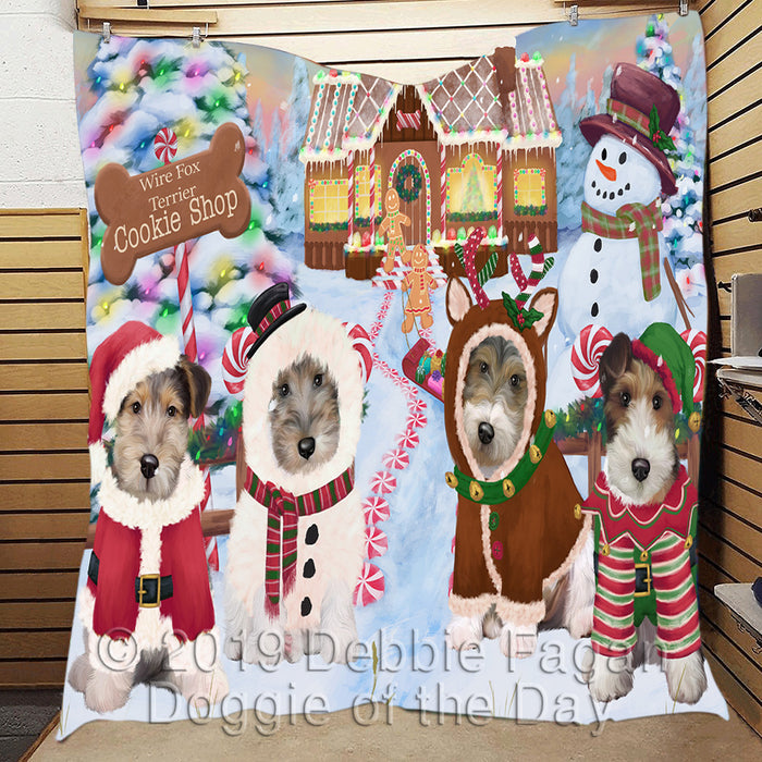 Holiday Gingerbread Cookie Wire Fox Terrier Dogs Quilt