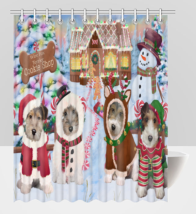 Holiday Gingerbread Cookie Wire Fox Terrier Dogs Shower Curtain