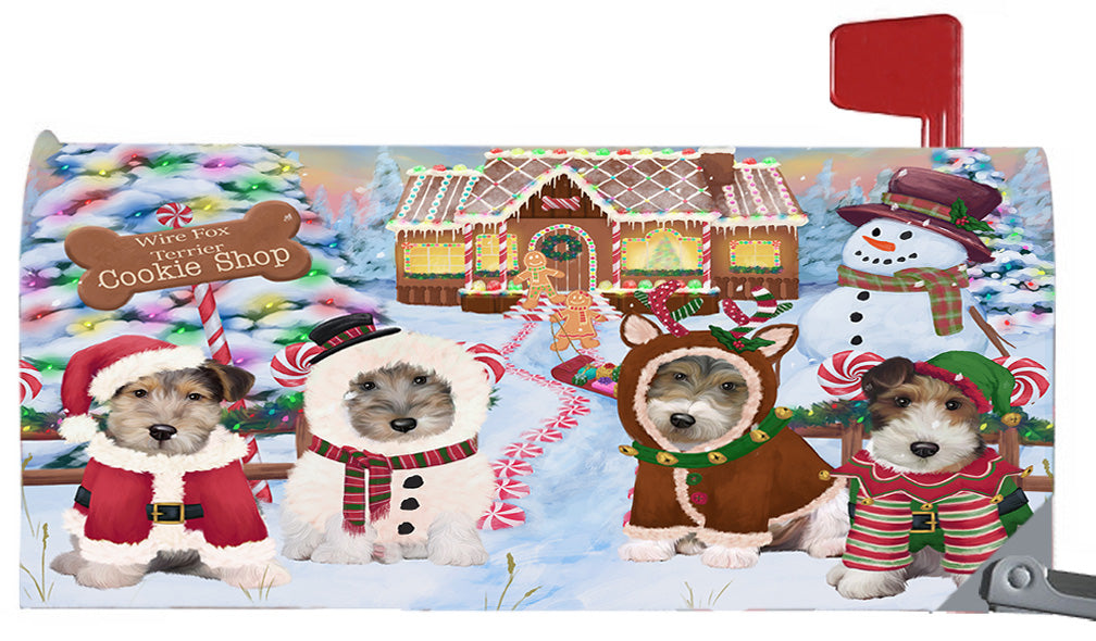 Christmas Holiday Gingerbread Cookie Shop Wire Fox Terrier Dogs 6.5 x 19 Inches Magnetic Mailbox Cover Post Box Cover Wraps Garden Yard Décor MBC49039