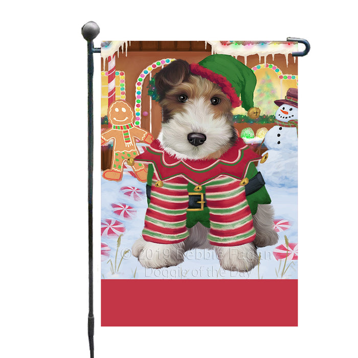Personalized Gingerbread Candyfest Wire Fox Terrier Dog Custom Garden Flag GFLG64230