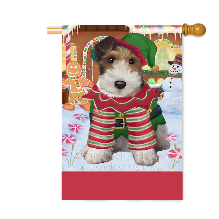 Personalized Gingerbread Candyfest Wire Fox Terrier Dog Custom House Flag FLG64013