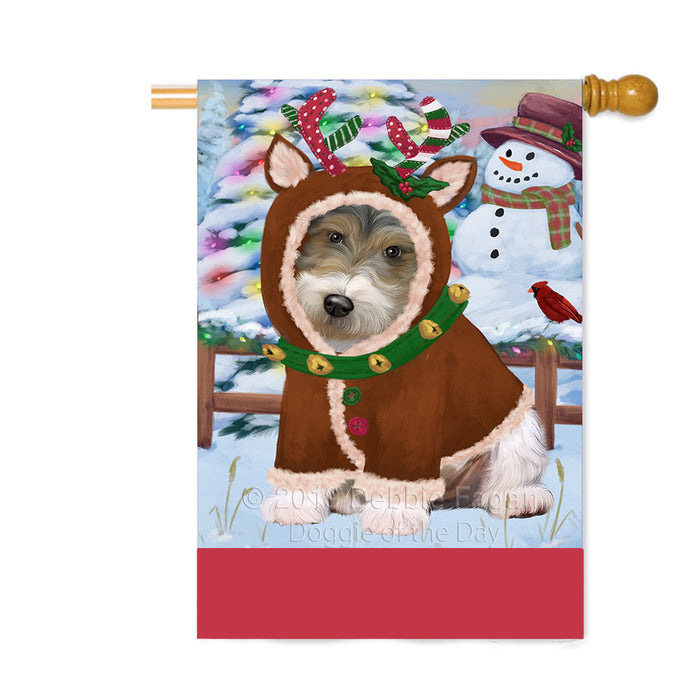 Personalized Gingerbread Candyfest Wire Fox Terrier Dog Custom House Flag FLG64014
