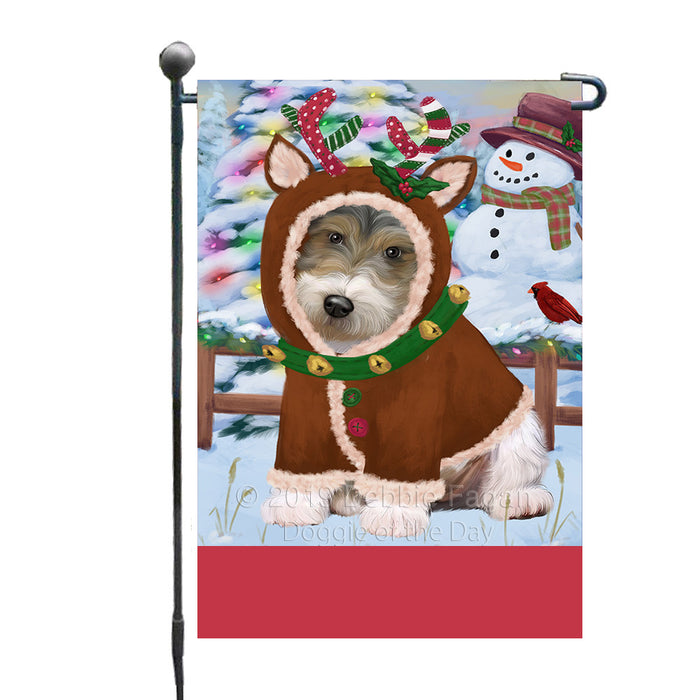 Personalized Gingerbread Candyfest Wire Fox Terrier Dog Custom Garden Flag GFLG64231