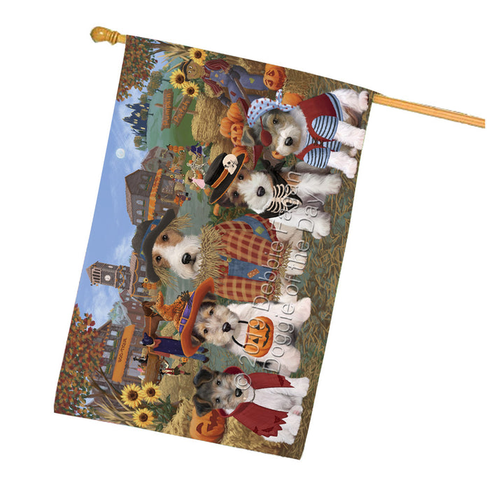 Halloween 'Round Town Wire Fox Terrier Dogs House Flag FLG65929