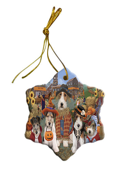 Halloween 'Round Town Wire Fox Terrier Dogs Star Porcelain Ornament SPOR57717