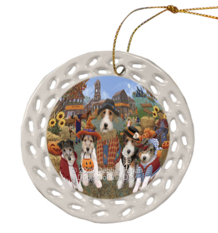 Halloween 'Round Town Wire Fox Terrier Dogs Doily Ornament DPOR58081