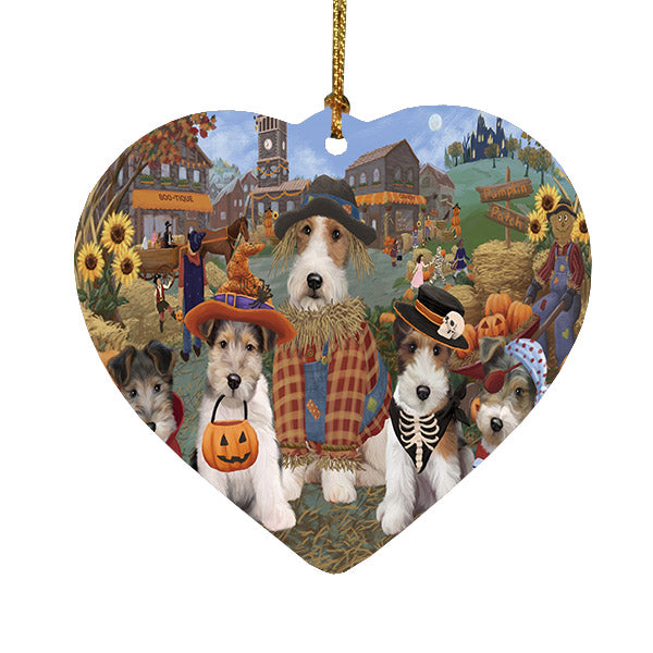 Halloween 'Round Town Wire Fox Terrier Dogs Heart Christmas Ornament HPOR57717
